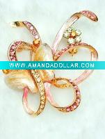 Wholesale Fashion butterfly alloy brooch with rhinestone