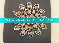 Wholesale Fashion filagree flower alloy brooch with rhinestone