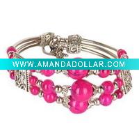 Wholesale Fashion alloy bracelet bangle with glass beads