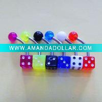 Wholesale UV body piercing jewelry dice belly ring