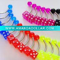 Wholesale UV body piercing jewelry dice belly ring