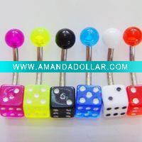 Wholesale UV body piercing jewelry dice belly ring
