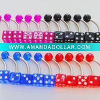 Wholesale UV body piercing jewelry dice belly ring