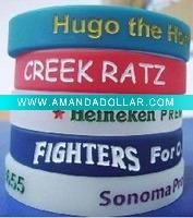 Wholesale customized silicone rubber bracelets, logo can be printed/debossed/embossed