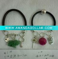 Wholesale Leather megentic clasp nature stone Bracelet