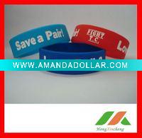 Wholesale 3/4 Inch width debossed fill ink silicone bracelet