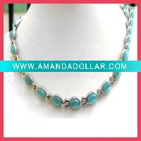 Wholesale Stainless Steel aqua bead Necklace