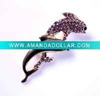 Wholesale dolphin fashion rhinestone brooch