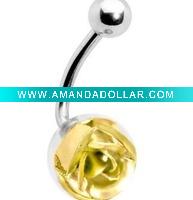Wholesale yellow rose stainless belly rings body Jewelry