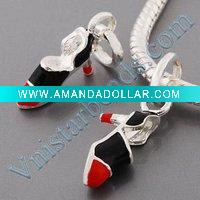 Silver plated high-heel shoe pandent charm UC194