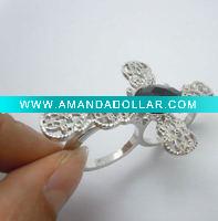 Wholesale Double finger rings with cross mark Latest design jewellery products