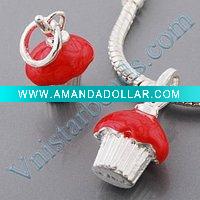 Silver plated red cake pandent charm UC198-2