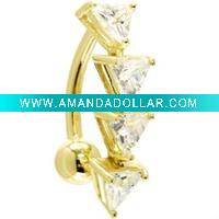 Wholesale gold zircon 316 belly rings body jewelry