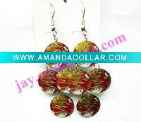 Wholesale fashion metal printed pendant earrings