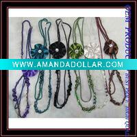 Wholesale fashion popular long fabric rosary beaded long necklace