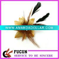 Wholesale unique flower brooches with feather