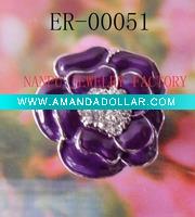 Wholesale flower alloy purple dribble stretch ring