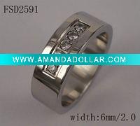 Stainless steel CZ ring/ CZ steel ring