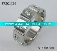 316 surgical stainless steel ring/CZ steel ring