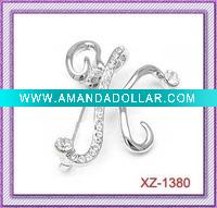 Rhinestone Initial Brooch