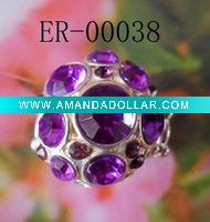 Wholesale clear purple acrylic alloy silver plating stretch ring