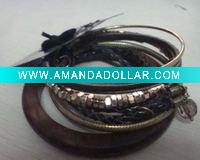 Wood And Chain Bangles with light coffe colour