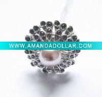 Wholesale Fashion Peacock with Central Pearls Alloy Ring, Jewelry Ring