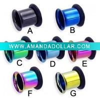 Wholesale Titanium anodized single flare ear expander body plug piercing tunnel jewelry