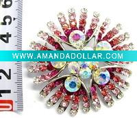 Wholesale floral AB and pink crystal brooch