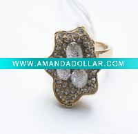 Wholesale Fashion Flower-shape with Stone Alloy Ring, Jewelry Ring