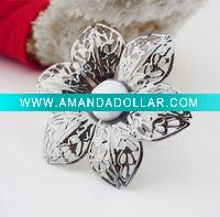 Wholesale Fashion hollow silver flower ring