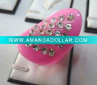 Wholesale fashion pink plastic ring with crystal stones