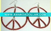 Wholesale Fashion Beaded Peace Sign Earring 2 inch