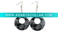 Black white timber earrings