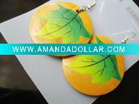Hand printed Wood Earring