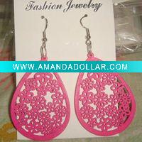 hzs1100046 fashion lady wood dangle earrings