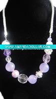 Three color acrylic bead necklace