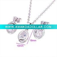 Wholesale 2011 fashion jewelry rhodium plated jewerly set