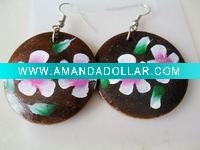 Hand printed Wood Earring