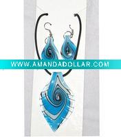 Wholesale Fashion jewelry necklace and earrings murano glass set