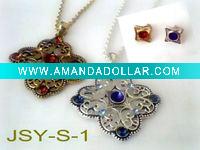 Wholesale african colored rhinestone golden jewelry sets