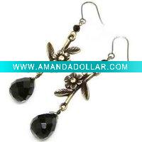 Wholesale Black Fashionable Pendant Crystal Earring