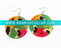 Wholesale Fashion Round Shell Printing Earring