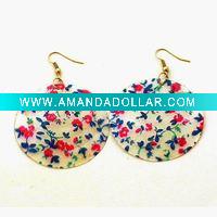 Wholesale Fashion Round Shell Printing Earring