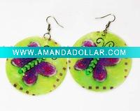 Wholesale Fashion Round Shell Printing Earring