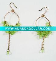 Wholesale fashion turquoise broken stone plating gold hoop earring