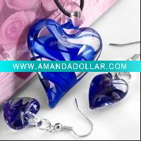 Wholesale Glass Necklace and Earrings Set