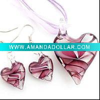 Wholesale Lampwork Glass Necklace and Earrings Set