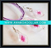 Wholesale hottest inner flower murano glass jewelry set