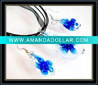 Wholesale hottest inner flower murano glass jewelry set